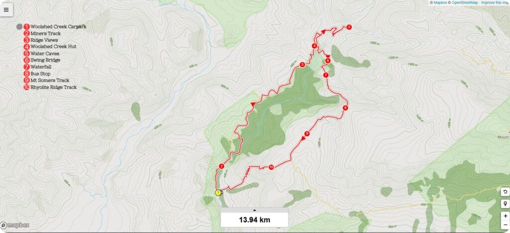 South Island Day Hikes - Woolshed Creek Hut Trail Map