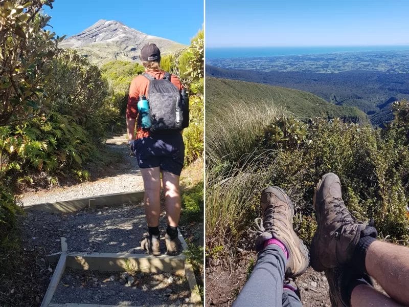 2 Pictures of us on the trail of Pouākai Crossing