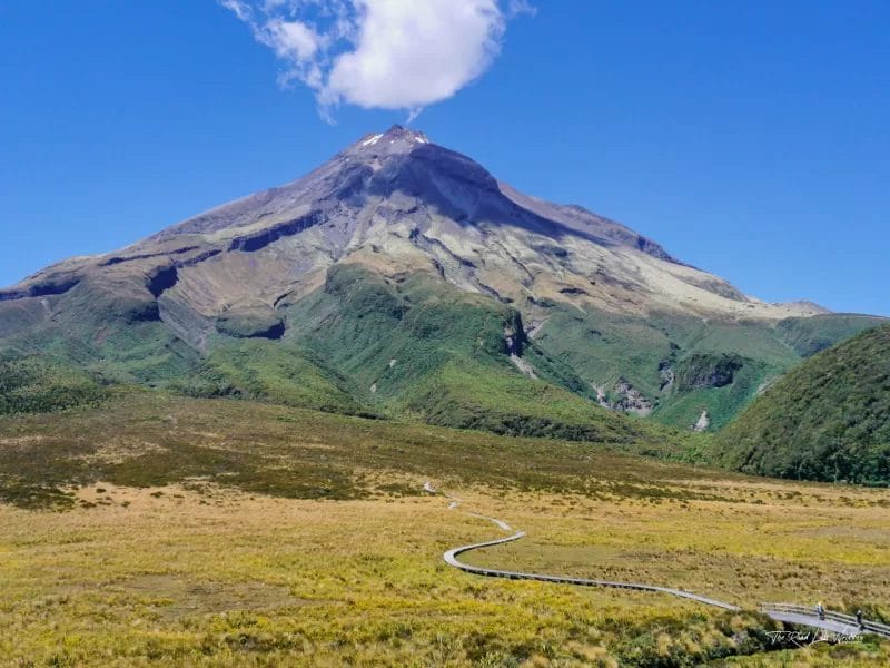View from Pouakai Saddle overlooking Taranaki along the Pouākai Crossing